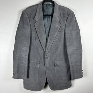 The Mens Store 42L Gray Corduroy Two Button Single Vent Sport Coat Blazer VTG